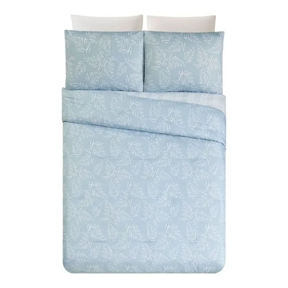 Light Blue Printed Comforter Set - Soft Floral Pattern